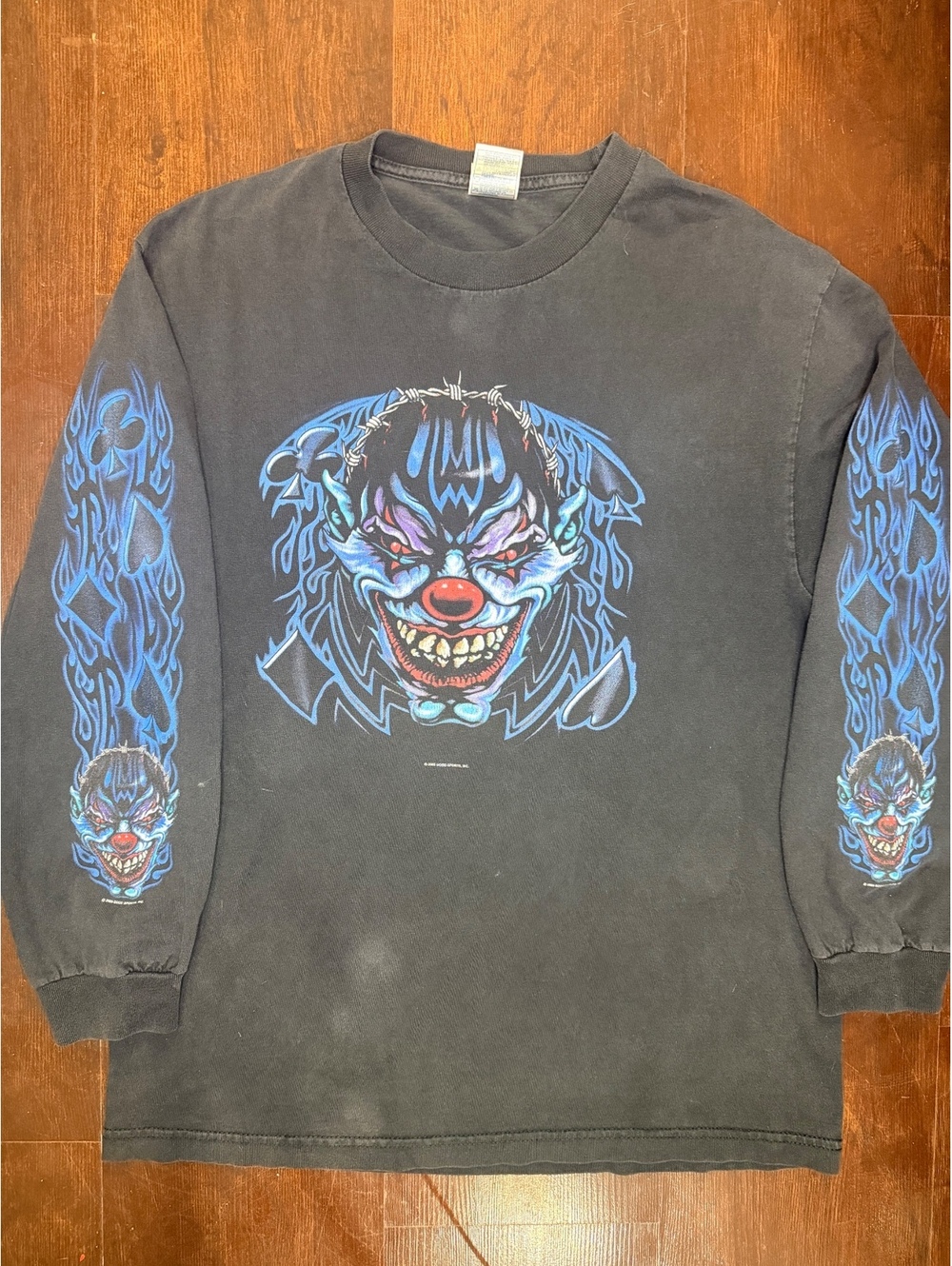 Vintage 2006 Good Sports Clown Biker Motorcycle Long Sleeve Shirt L Y2K